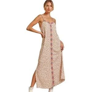 Savanna Jane Sleeveless Flowy Maxi Dress Sz M Embroidered High Slits Resort Wear